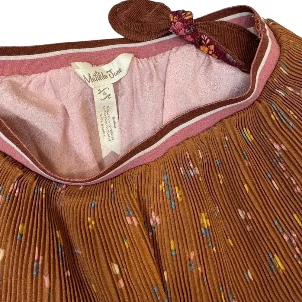 Matilda Jane Winnie Pleated Skirt with Matching Bow- Size 4 - Picture 5 of 5